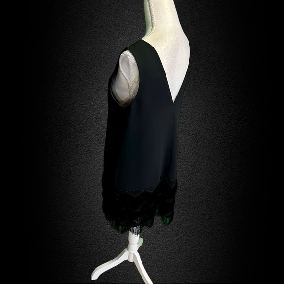 BCBGMaxAzria ‘Addilyn’ Fringe Trim Shift Dress in Black Size 6 - Picture 9 of 15